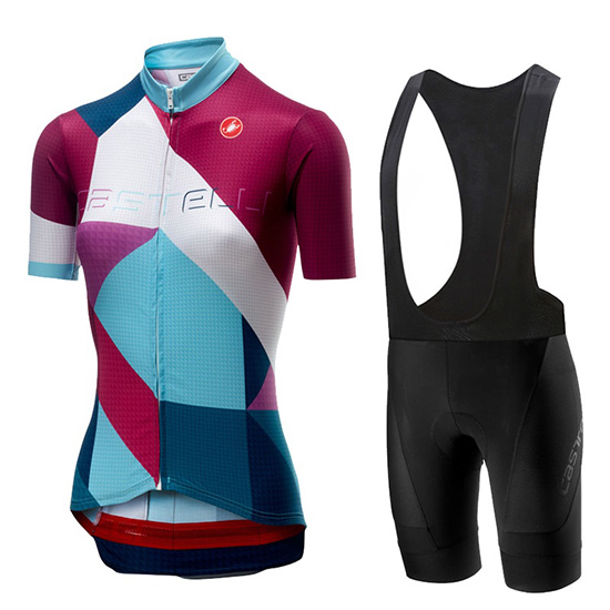 2019 Maillot Mujer Castelli Ventata Tirantes Mangas Cortas Rojo Verde